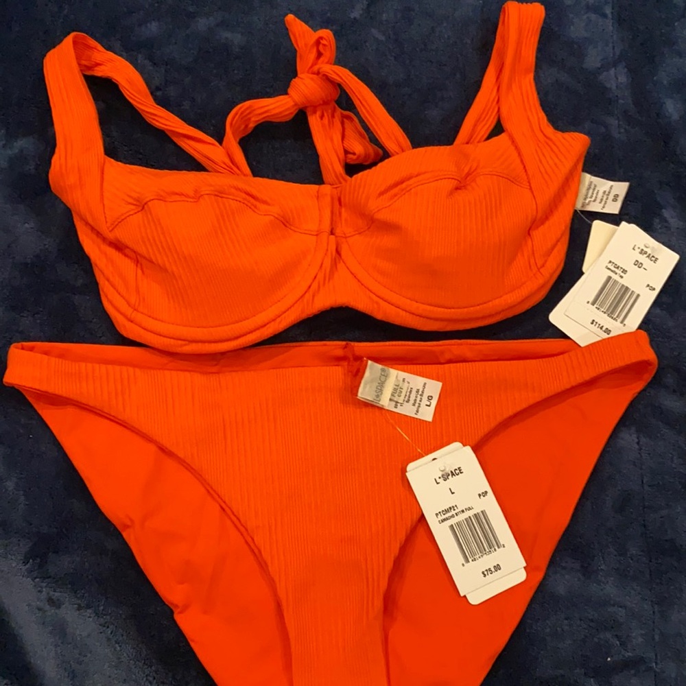 NWT L*Space orange 2 piece bikini.